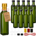 TBWIND Olive Green 8.5oz Glass Olive Oil Bottles – 15 Pack with Airtight Caps & Labels