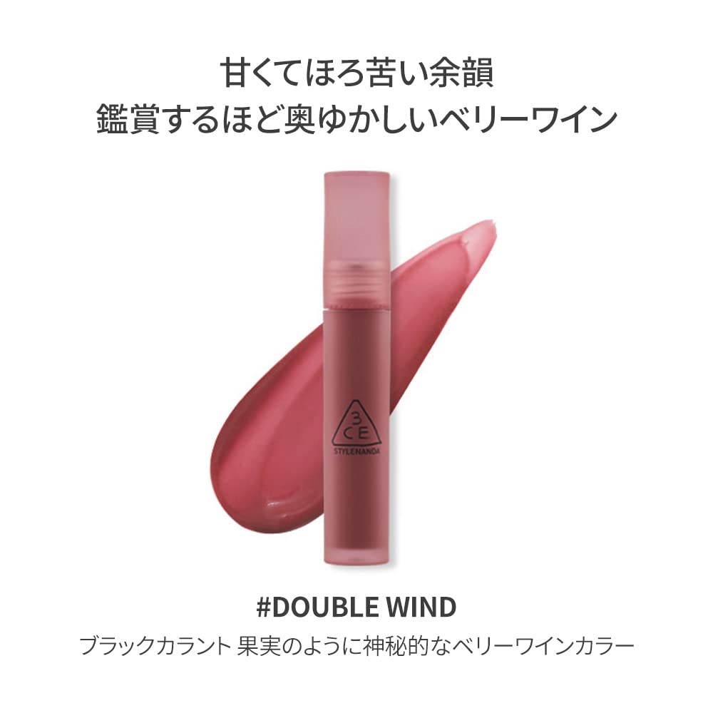 3CE BLUR WATER TINT(4.6g) soft lip with less smear with a blurry finish (#DOUBLE WIND) with sun cream(1ml*3ea)