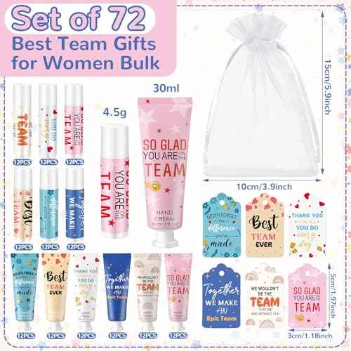72set/288pcs Best Team Ever Gifts Christmas Bulk Gifts for Coworkers Women Employee Appreciation Gift Christmas Party Favors Xmas Stocking Stuffers Items Travel Hand Lotion and Lip Balm Set
