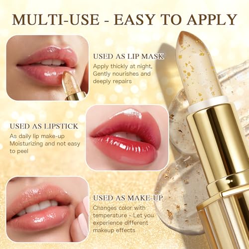 pH Color Changing Lip Balm with 24K Gold, 24H Hydrating