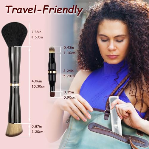 Voxora 4 in 1 Travel Makeup Brush Set - Powder, Foundation, Eyeshadow