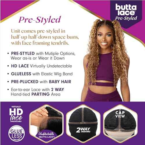 Sensationnel Butta Lace Prestyled Wigs - Unit 1 Glueless Hand Tied Deep Lace Part Synthetic Preplucked Hairline (FLAMBOYAGEAUBURN)