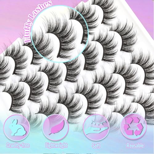 Losha Faux Mink Lashes 14 Pairs - Natural Fluffy False Eyelashes
