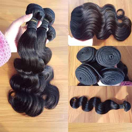 KRN Body Wave Bundles with Closure Human Hair, Real 5x5 HD Lace Closure with Bundles (12 14 16+10 Inch) 12A Unprocessed Brazilian Virgin Human Hair Bundles with Closure Natural Color Thick Full End