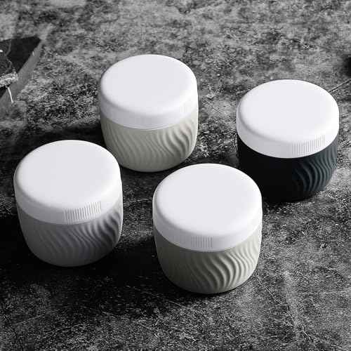 Travel Containers for Toiletries, Silicone Cream Jars BPA-Free, TSA Approved 3oz Travel Size Containers, Leak-proof Portable Size Silicone Jars with Lid for Face Hand Body Cream (4 Pack)