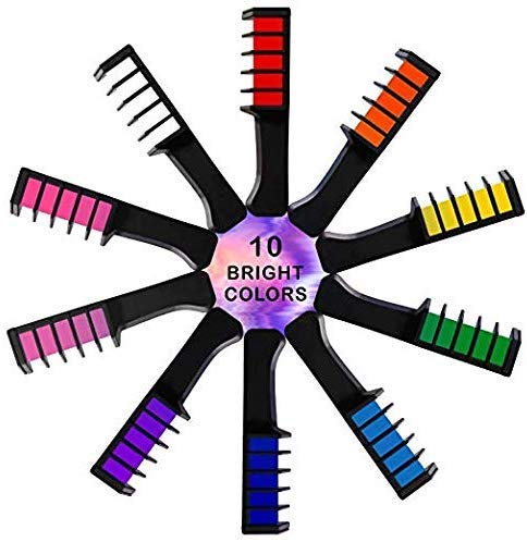 Kalolary 10-Color Washable Hair Chalk Comb Set for Kids