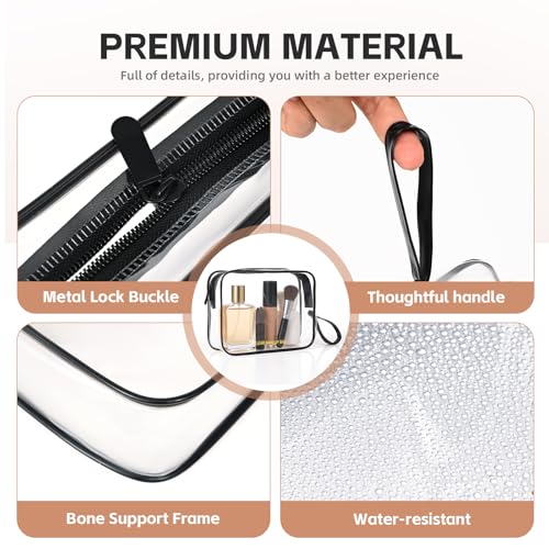 Black Clear Makeup Bag 2 Pack TSA Approved Toiletry Bags for Travel & Office