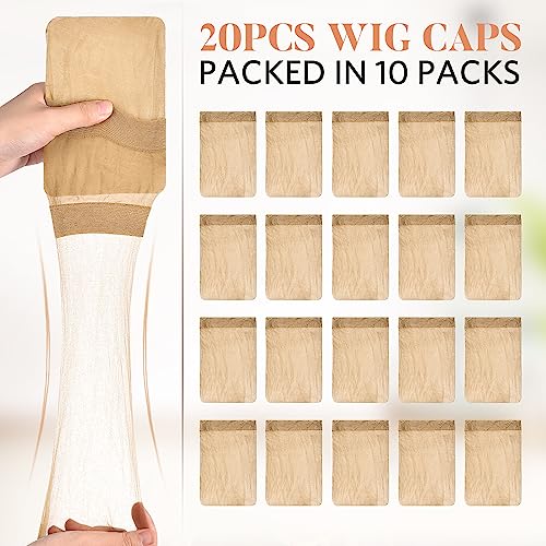 MORGLES HD Invisible Wig Caps 20 Pack - Nude Stocking