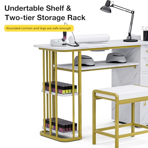 Oakvera Manicure Table with Dust Collector & Storage