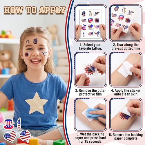 96pc Temporary Patriotic Tattoos – 4th of July Party Favors