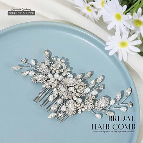 Crystal Bride Wedding Hair Comb with Pearls