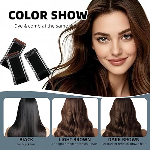 Root Touch Up Hair Color Stick with Built-In Comb, Black