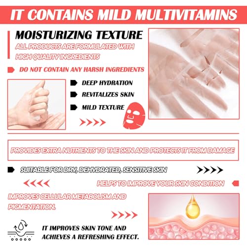20 Pcs Facial Sheet Mask Combo,Hydrating Face Mask,Easy to Use,Moisturizing Daily Sheet Mask