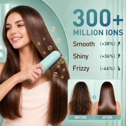 Cordless Hair Straightener Brush with 4000mAh Battery