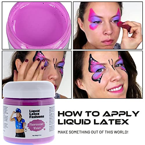 Fluorescent Violet UV Reactive Body Paint - 4 oz Liquid Latex