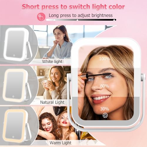 FUNTOUCH 30X Magnifying Travel Mirror with 3000mAh Light