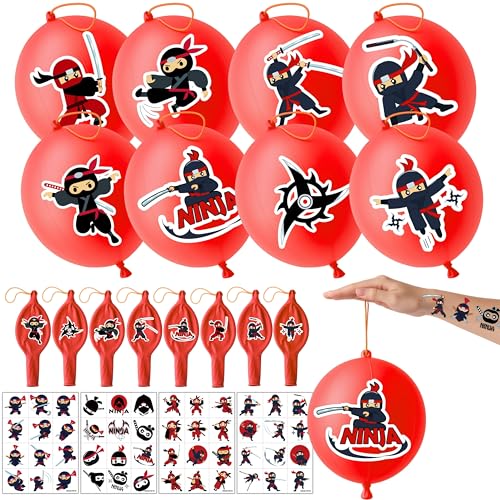 Ninja Party Favors Pack – 24 Punch Balloons & 48 Tattoos