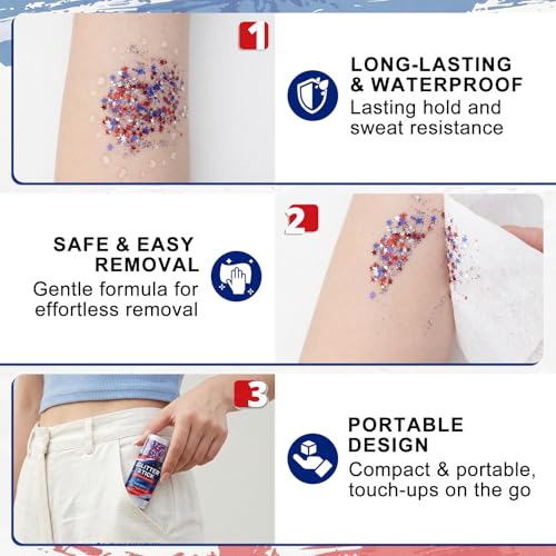 Patriotic Glitter Stick 2-Pack, Waterproof Star Sparkle Gel