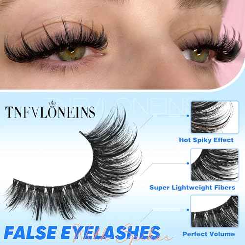 Manga Lashes Wispy Mink Lashes Natural Look Anime False Eyelashes with Spikes 14 Pairs Natural Fake Eyelashes like Lash Extension Cat Eye Lashes Pack by TNFVLONEINS