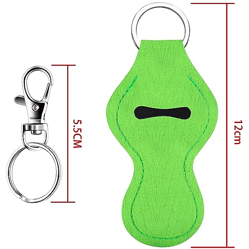 Duufin 16 Pieces Chapstick Holder Keychain with 16 Pieces Metal Clip Cords for Chapstick Tracker and Safeguard