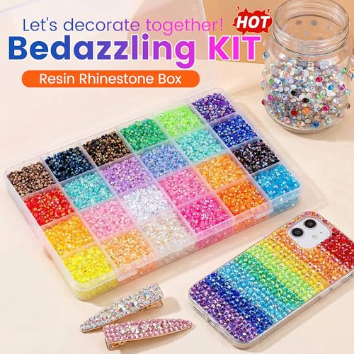 Fodeuxp Bedazzler Kit with 24,000 Multicolor Resin Rhinestones for Nail Art & Crafting - Variation 24000