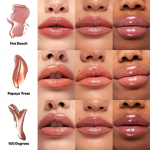 Kosas Wet Stick Moisturizing Shiny Sheer Lipstick with Ceramides, Hyaluronic acid, Peptides and Mango Butter - Soothes, Softens, and Moisturizes Lips – Hot Beach