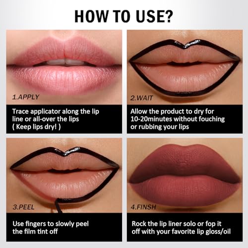4Pcs Peel Off Lip Liner Set - 24H Waterproof Matte