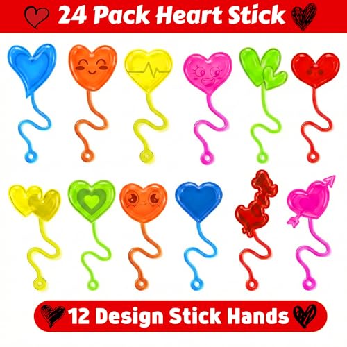 48 Piece Heart Party Favors Set - Sticky Hands & Temp Tattoos