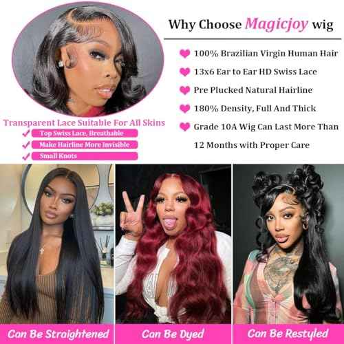 Body Wave Human Hair Wigs for Women Glueless HD Lace Front Wigs Human Hair Body Wave 180 Density Lace Frontal Wigs Human Hair Pre Plucked Body Wave 13x6 Lace wigs 28 Inch