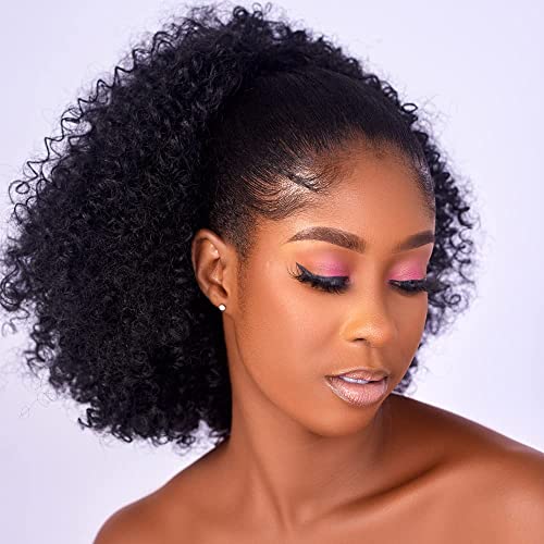 Afro Puff Kinky Curly Drawstring Ponytail Extension with Clips