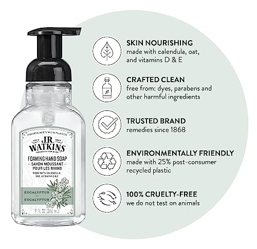 J.R. Watkins Eucalyptus Foam Hand Soap Dispenser 3 Pack, 9 fl oz