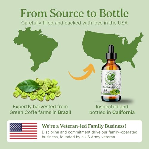 Bella Terra Oils - Green Coffee Bean Oil 16oz - Harness the Purity of Coffee Serum Ingredients, Enriched with Potent Acids for Lush & Healthy Skin