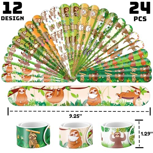 Sloth Party Favors Set - 48 PCS Slap Bracelets & Tattoos