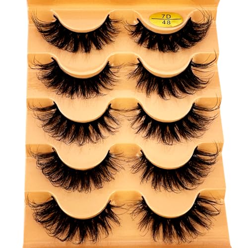 3D Cat Eye False Lashes 5 Pairs - Natural Fluffy Mink Lashes
