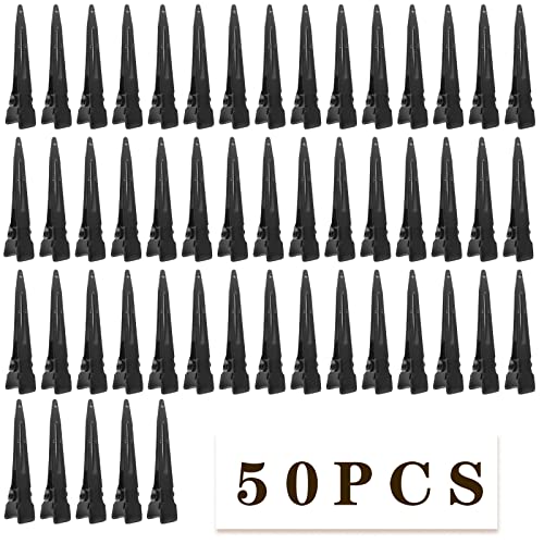 50pcs 1.75 Inches Alligator Hair Clips Metal Duck Bill Hairclips Single Prong Curl Clips Hairpins for Women Salon Styling Hair Accessories(Black)