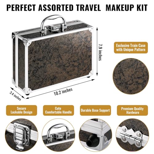 CHARMCODE Makeup Kit Train Case Set - Full Starter Cosmetics Gift Box