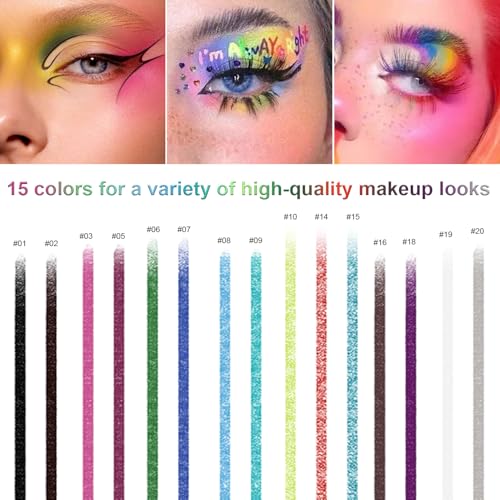 15-Color Eyeliner Pen Set - Waterproof Metallic Eye Makeup Kit
