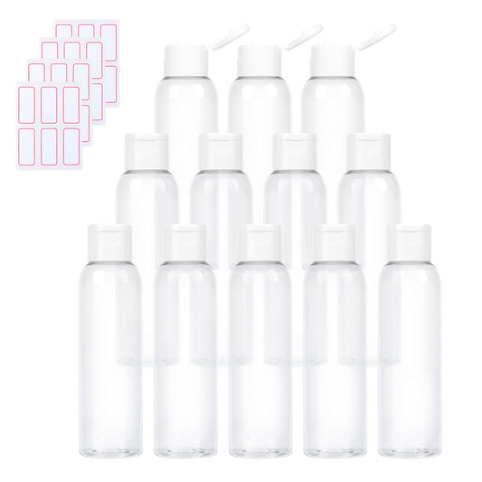 Trendbox 120ml/4oz Clear Plastic Empty Bottles with Flip Cap BPA-Free Travel Containers for Shampoo, Lotions, Liquid Body Soap and Massage Oils - 48 Pack
