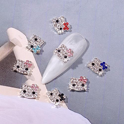 𝟮𝟰𝗣𝗰𝘀 KurKur Nail Charms for Acrylic Nails 3D Silver Kawaii Cute Cartoon Anime Charms for Nail Art Alloy Nail Gems and Rhinestones Crystals Nail Accessories for Women DIY Design Cat Nail Supplie