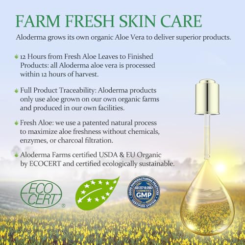 Aloderma Aloe Vera Gel 99% Pure Organic - 10.6oz Pump Bottle