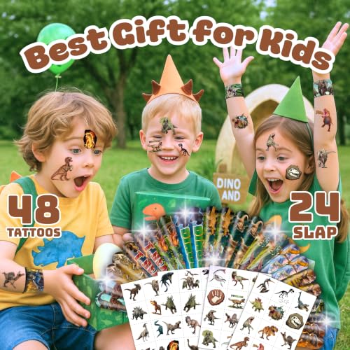 Dinosaur Party Favors 72 Pack - Slap Bracelets & Tattoos