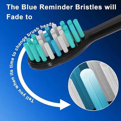 12 Pack Replacement Toothbrush Heads for AquaSonic Black Series & Pro/Vibe Series/Duo Series Pro - Compatible with AquaSonic Electric Toothbrush, Dupont Bristles with Cover-Black
