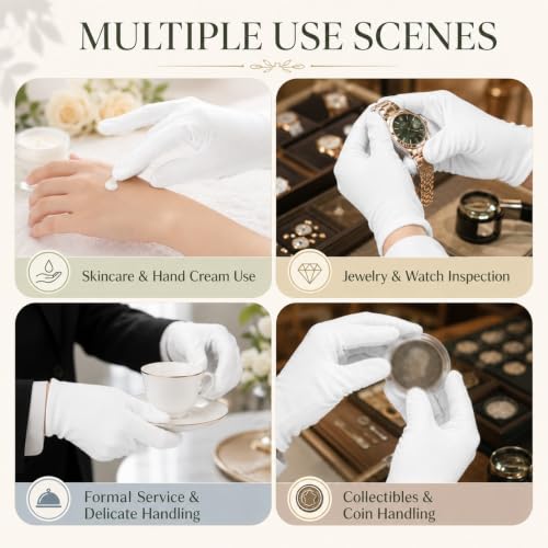 White Cotton Moisturizing Gloves for Dry Hands & Eczema - 24 Pairs