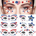 10 Sheet 4th of July Decorations Temporary Tattoos Eye Stickers Independence Day Themed Face Stickers America Flag Red White and Blue Fake Tattoos USA Party Supplies