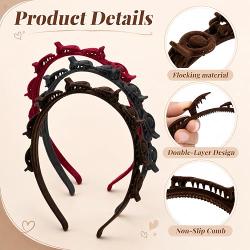 3-Piece Headband with Clips Set for Bangs - Stylish Hair Accessories