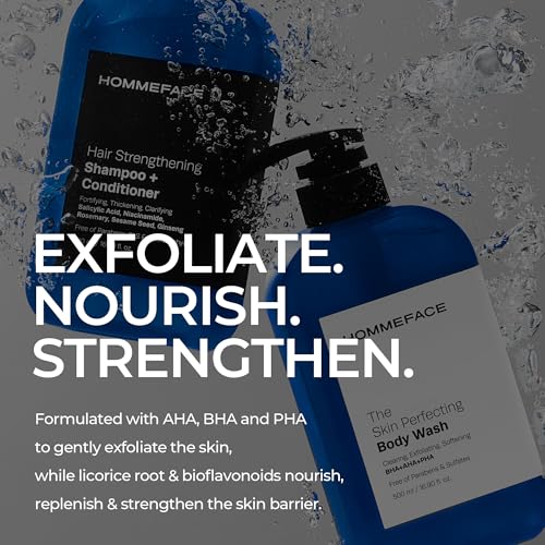 HommeFace Men¡¯s The Skin Perfecting Body Wash with Pump, 16.9 Fl. Oz. - Korean Skincare Technology for Body Acne with BHA, AHA, PHA