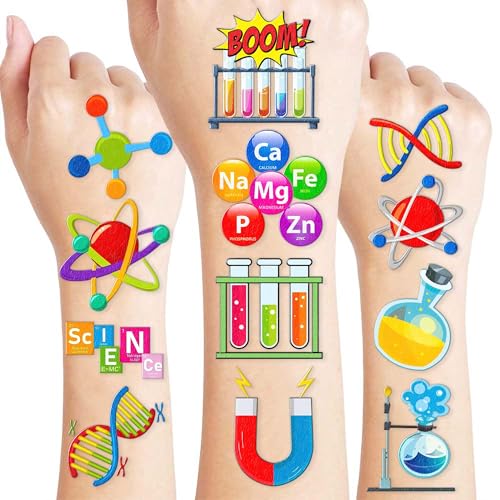 96 Piece Science Temporary Tattoos for Kids Birthday Party Favors