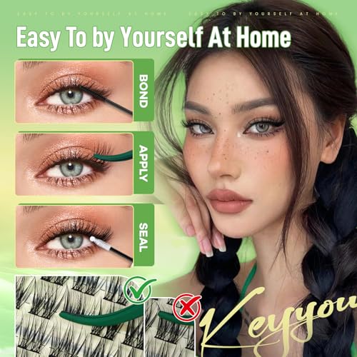 KEYYOU 0.02mm Natural Lash Clusters - 120 Pcs Wispy Extensions
