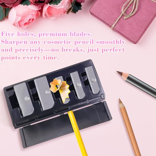 5-Hole Cosmetic Pencil Sharpener with Lid (2-Pack) - Eyeliner & Lip Liner Tool