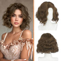 Haloo Brown Chestnut 11 Inch Wavy Lace Front Bob Wig for Women - Natural Look, Short Synthetic Hair